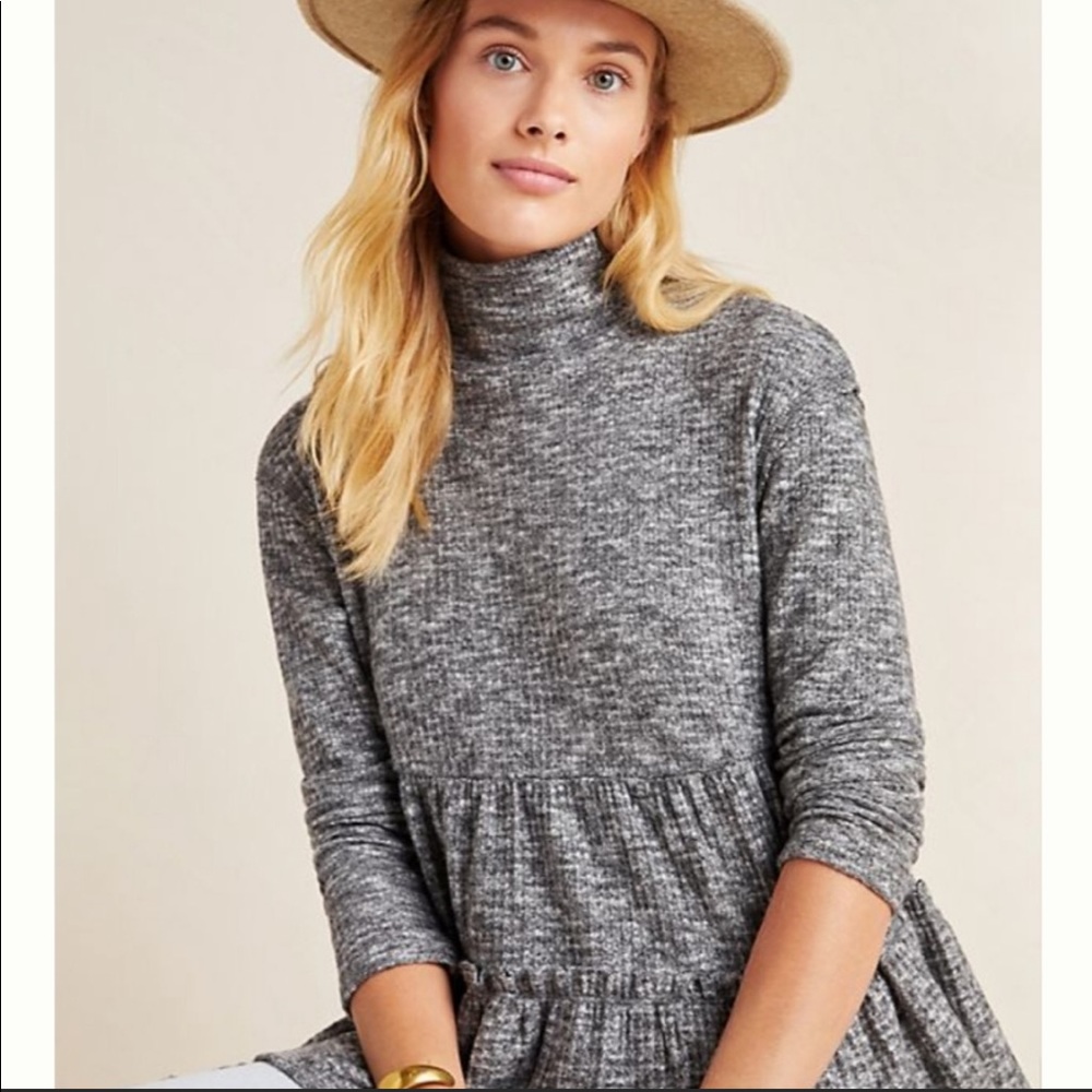 Anthropologie Tiered Cowl Neck Sweater